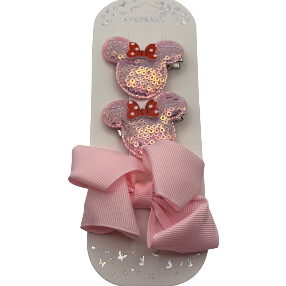 Sequin Hair‎ Clip Set Pink Bows